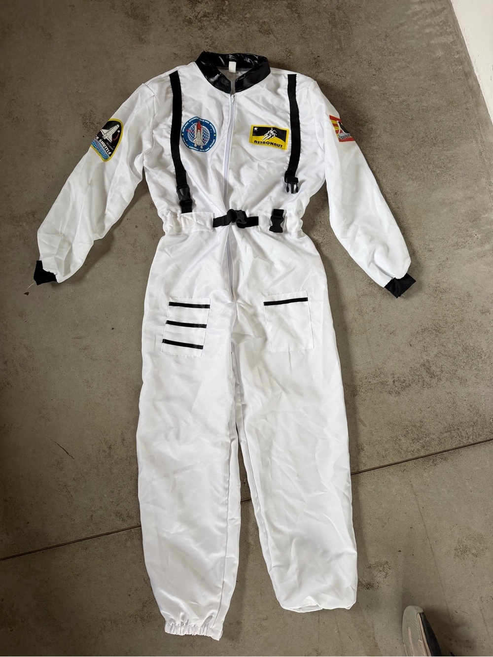 Women’s White Astronaut Costume Jumpsuit with Patch Details